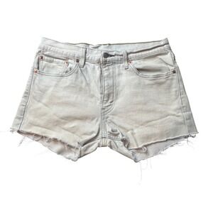 Levi's 511 Shorts Women 33 Beige Denim Slim Cut Off Denim Frayed Hem Light Wash